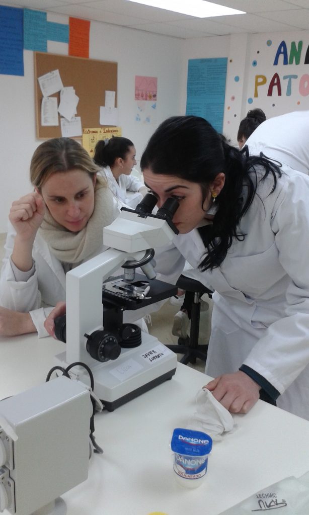 alumnos  Higiene Bucodental CESUR Murcia las bacterias del yogur. Buscando straptococos 
